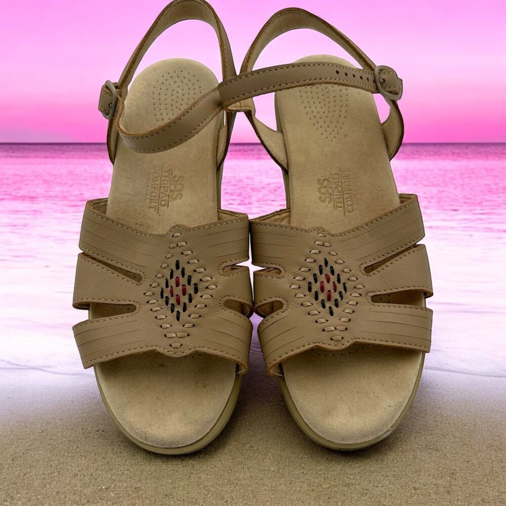 SAS Women's Huarache Quarter Strap Sandal in Beige sz 8N San Antonio shoe co